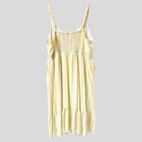 NEW TORRID Plus size maxi yellow & white striped challis sleeveless tiered dress - Picture 10 of 16